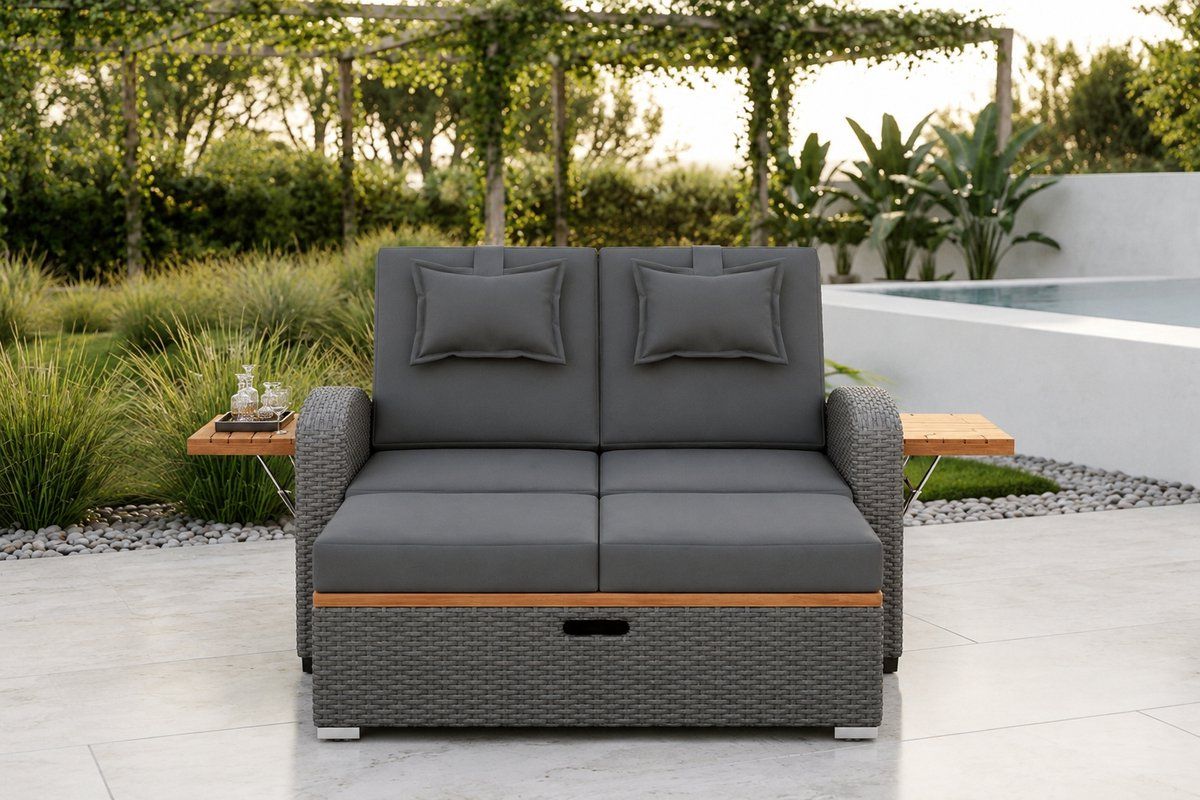 luxe rotan zonne eiland xl dubbel outdoor ligbed met verstelbare