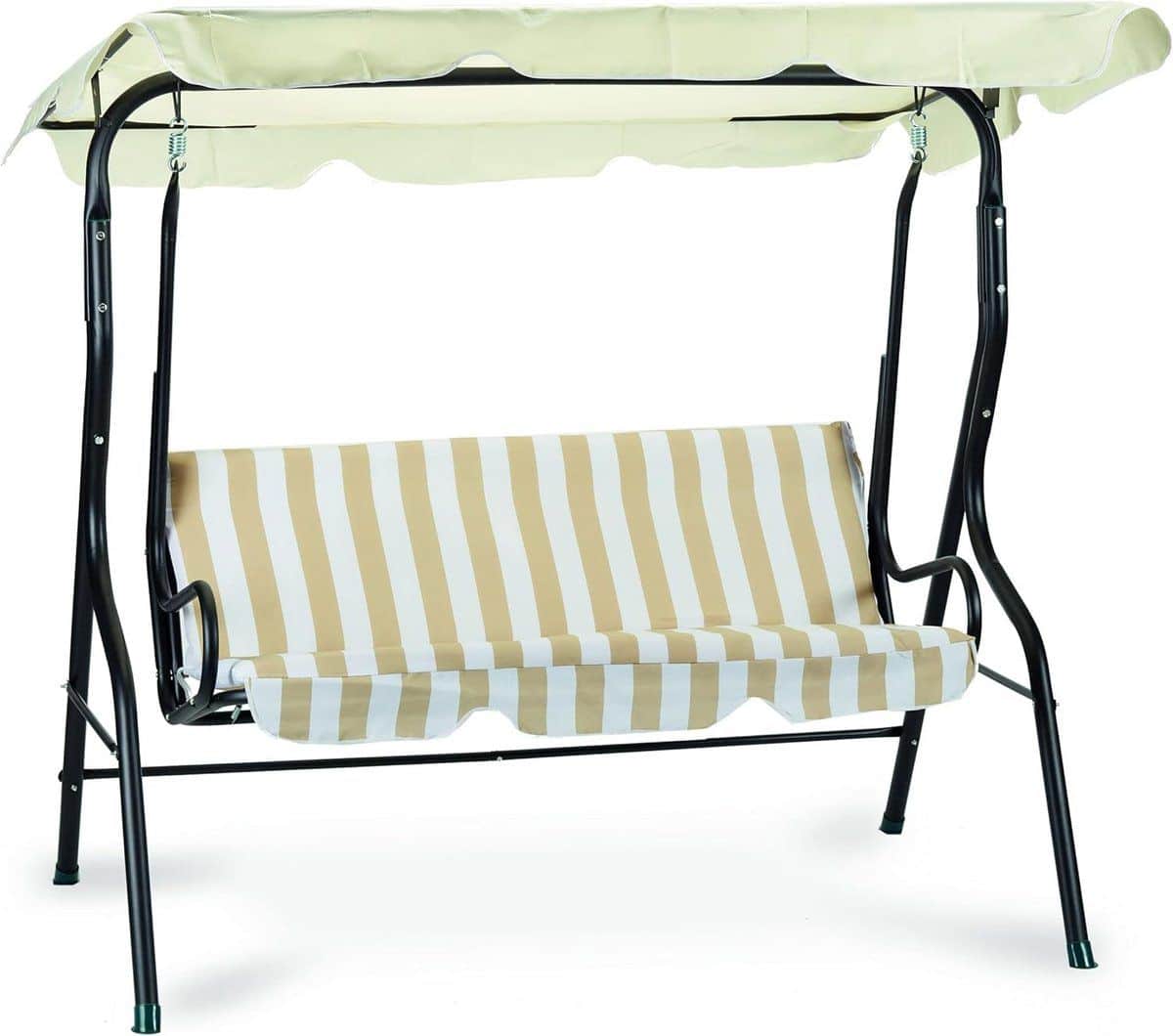 luxe schommelbank voor buiten beige stalen frame
