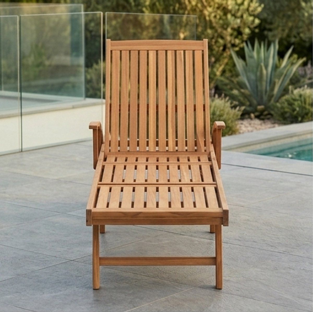 luxe teak houten sun lounger set van 2