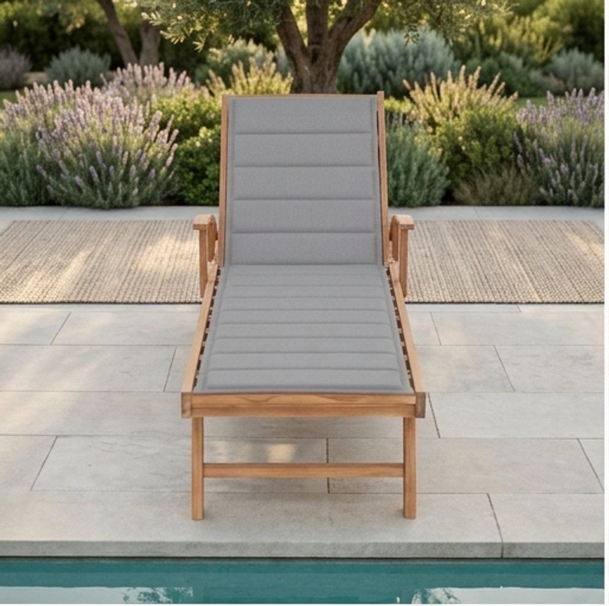 luxe teak sun lounger set van 2 met tafel en