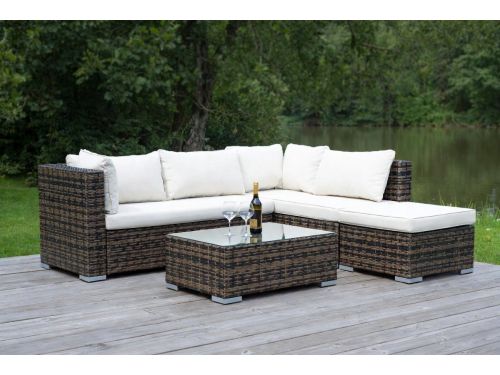 Luxe XL Polyrotan Hoek Loungeset 16-delig met Kussens & Glazen