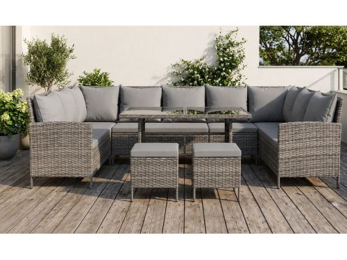 Luxora Madison Polyrotan Hoekbank Loungeset met Glazen Tafel