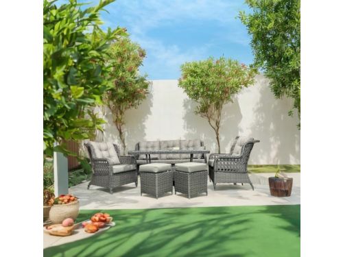 Madrid Luxe Rattan Dining Loungeset 7-Persoons met Tafel en 2