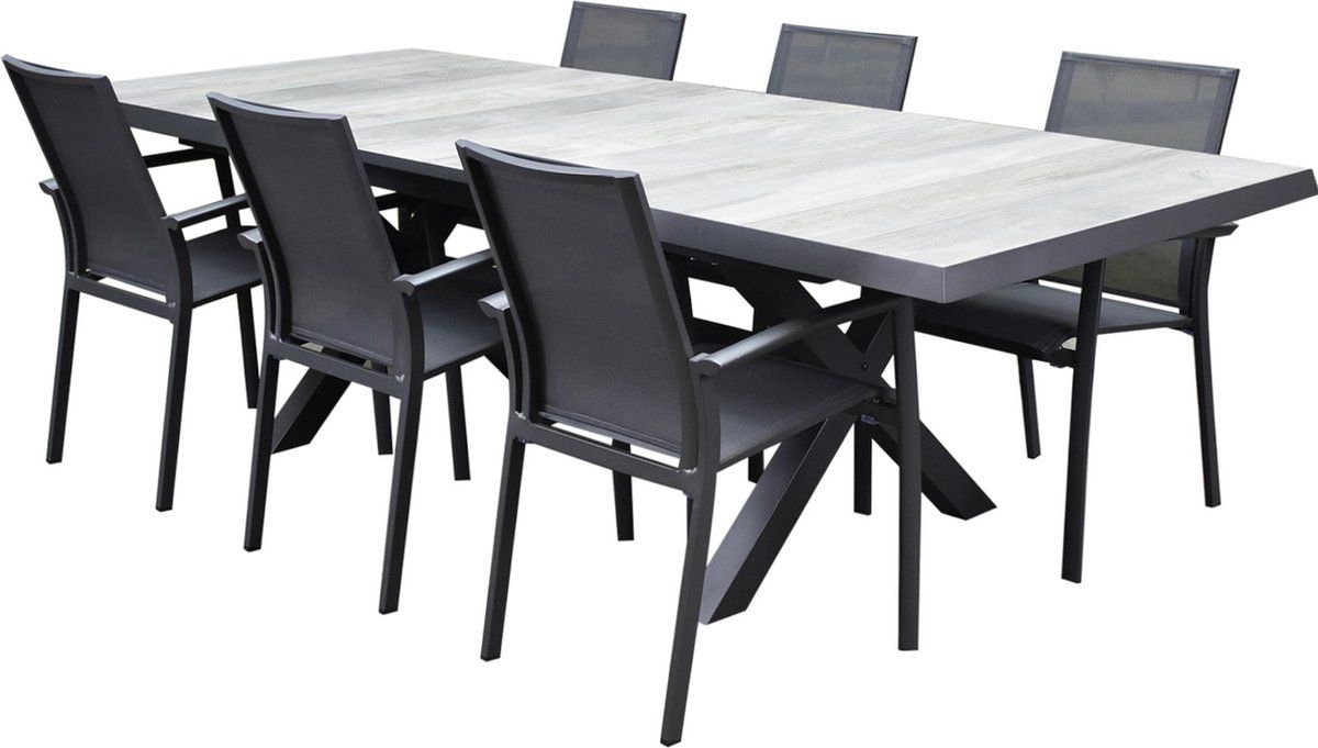 malaga new delhi dining tuinset uitschuifbaar 204 264x103xh74,5 cm 5 delig