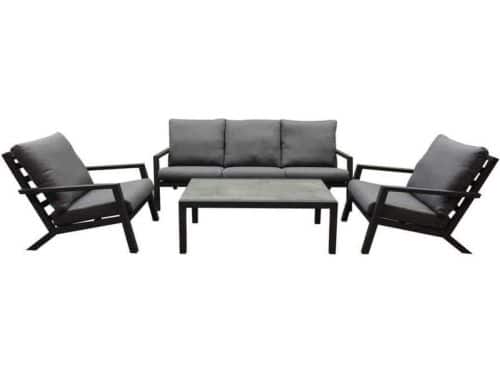 Malaga stoel-bank loungeset 4-delig antraciet aluminium