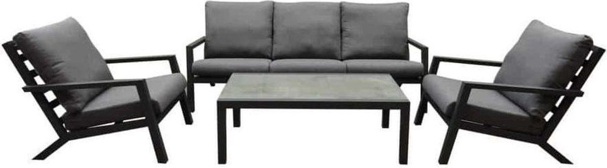 malaga stoel bank loungeset 4 delig antraciet aluminium