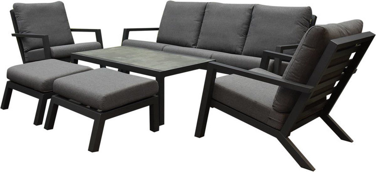 malaga stoel bank loungeset 6 delig antraciet aluminium