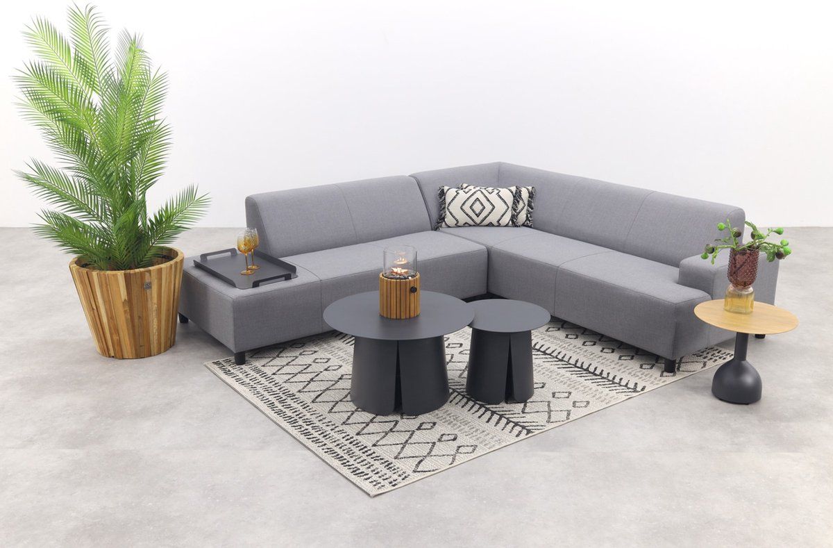 malaga/velora antraciet hoekbank loungeset chaise longue lichtgrijs