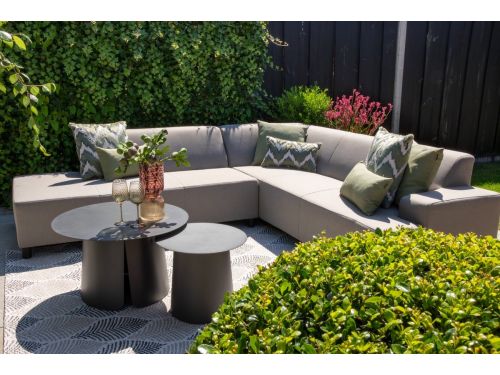 Malaga/Velora antraciet - hoekbank loungeset chaise longue - taupe