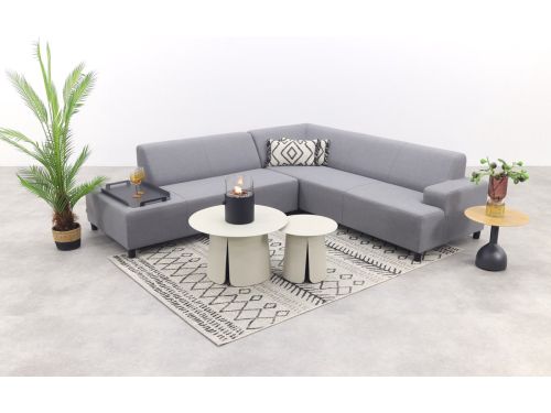 Malaga/Velora cream - hoekbank loungeset chaise longue - lichtgrijs