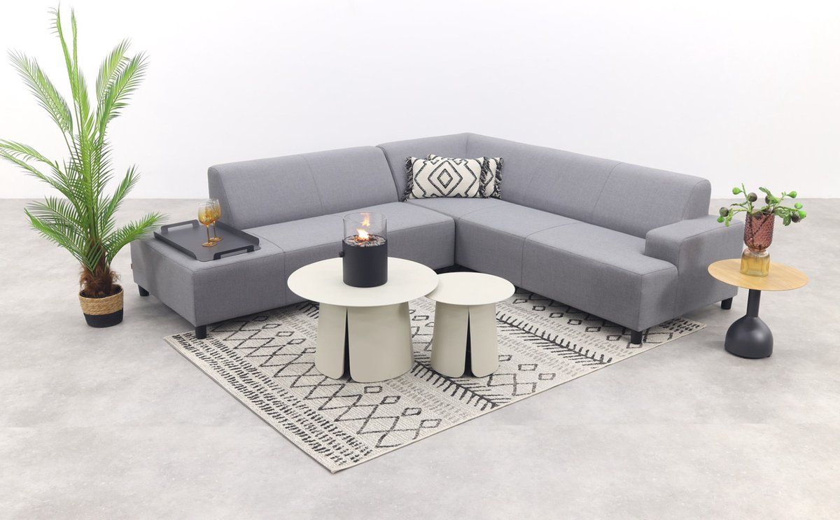 malaga/velora cream hoekbank loungeset chaise longue lichtgrijs