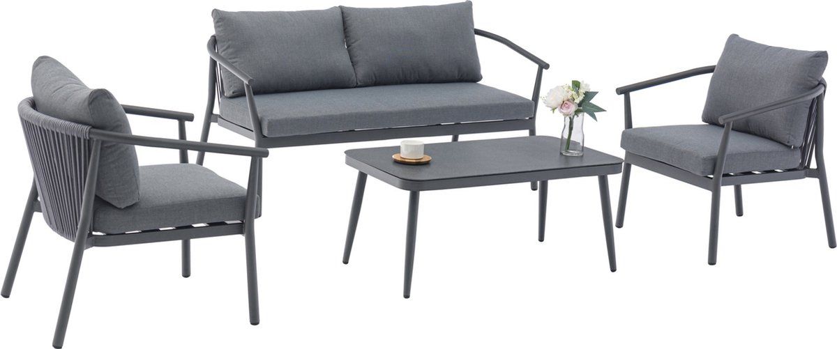 malta stoel bank loungeset 4 delig aluminium rope