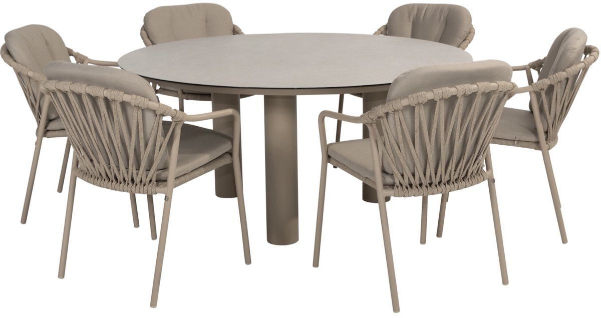manitoba donato dining tuinset 160xh75 cm 7 delig keramiek latte