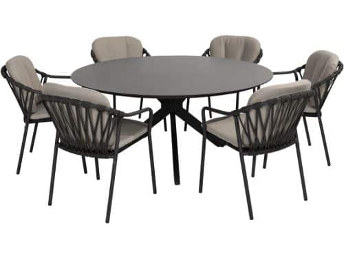 Manitoba Locarno dining tuinset 160 cm rond 7 delig HPL