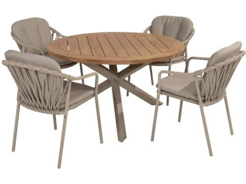 Manitoba Prado dining tuinset 130 cm rond 5 delig zand
