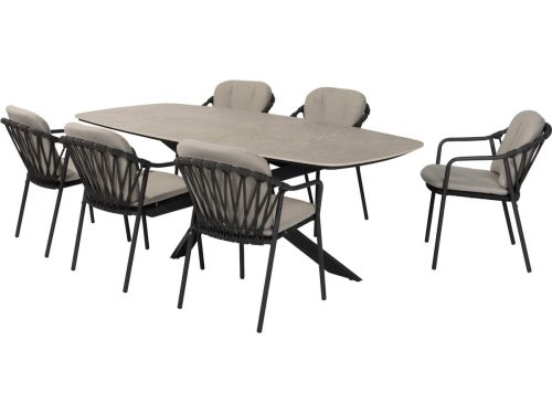 Manitoba Prado dining tuinset 240x105xH75 cm 7 delig antraciet met