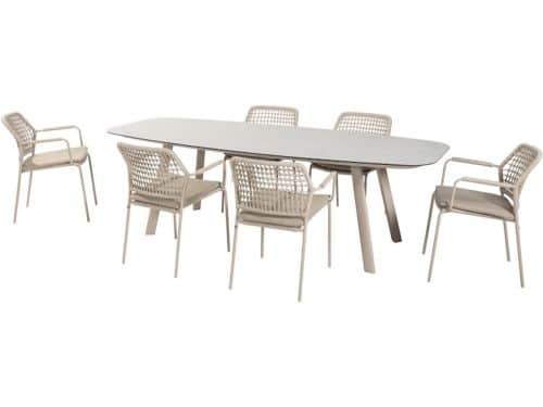 Manolo Barista dining tuinset 240x103xH75 cm 7 delig latte Taste