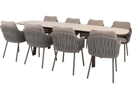Manolo Cannes dining tuinset 230-290x100xH75 cm 9 delig uitschuifbaar keramiek