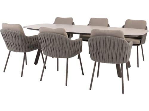 Manolo Cannes dining tuinset 240x103xH75 cm 7 delig keramiek terre