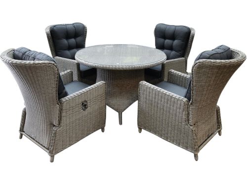 Marina Riccione dining tuinset 110 cm rond 5-delig grijs verstelbaar
