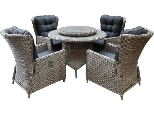Marina Riccione dining tuinset 110 cm rond 6-delig grijs verstelbaar
