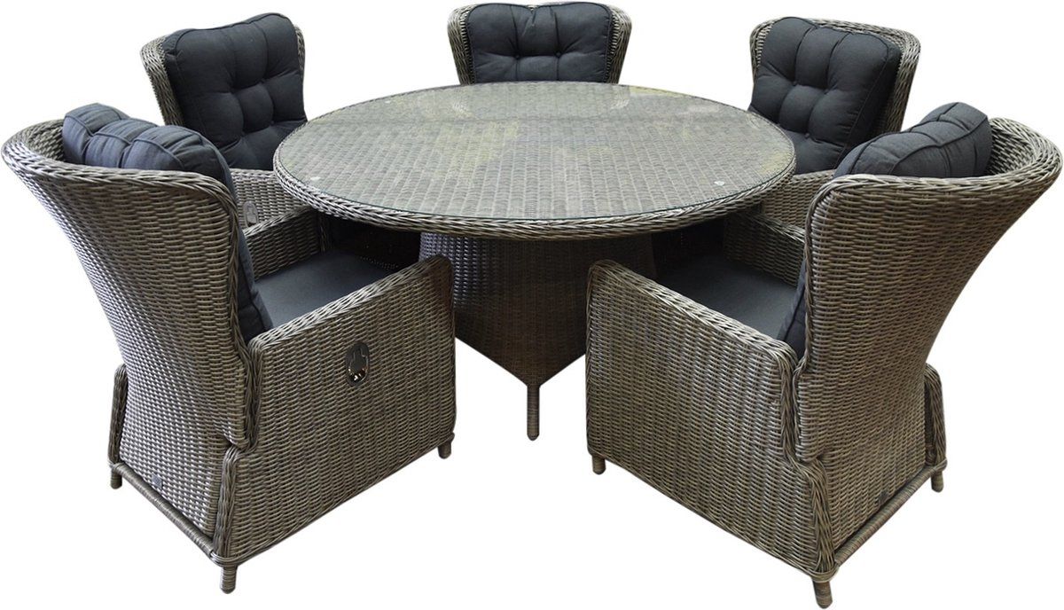 marina riccione dining tuinset 150 cm 6 delig grijs verstelbaar