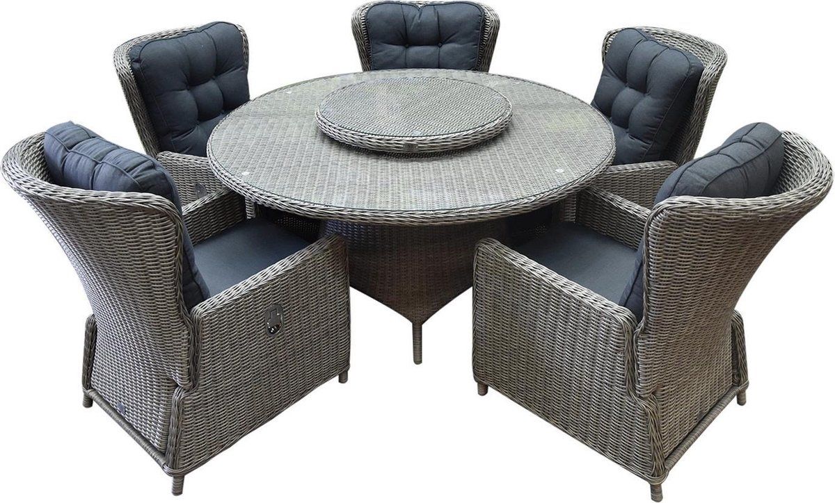 marina riccione dining tuinset 150 cm 7 delig grijs verstelbaar