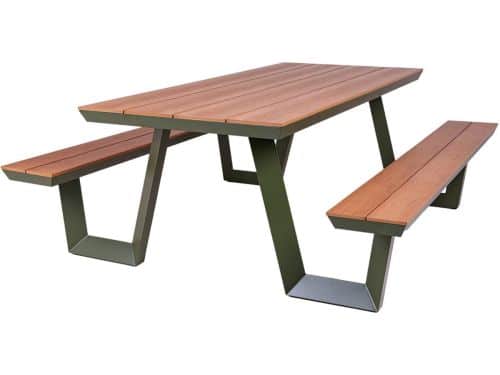 MaximaVida aluminium picknicktafel Bermuda 200 cm olijfgroen