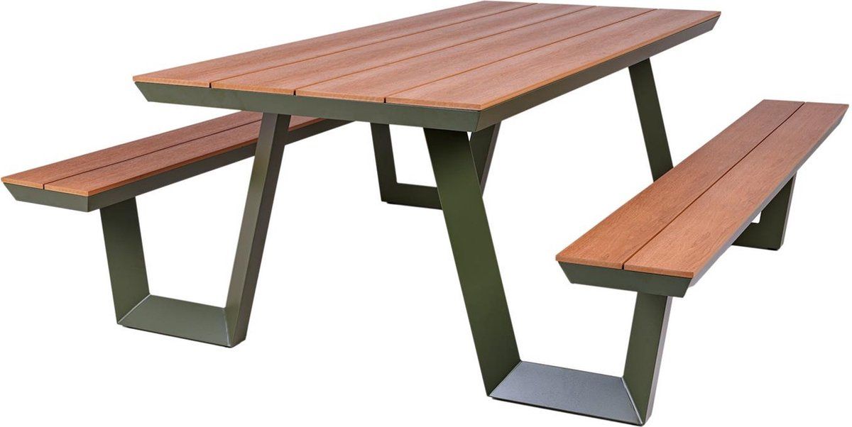 maximavida aluminium picknicktafel bermuda 200 cm olijfgroen