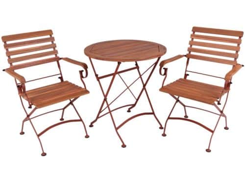 MaximaVida inklapbare ronde acacia bistroset Toscana 70 cm roestbruin