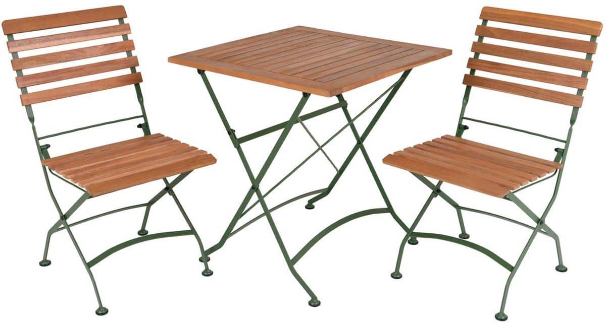 maximavida inklapbare vierkante acacia bistroset toscana 70 cm olijfgroen