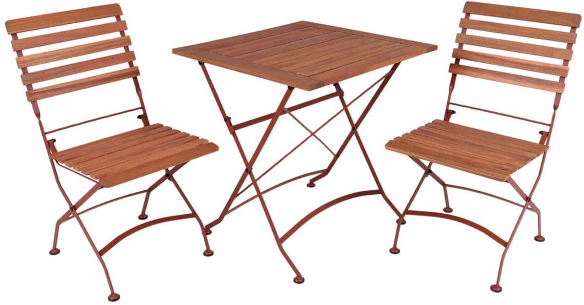 maximavida inklapbare vierkante acacia bistroset toscana 70 cm roestbruin