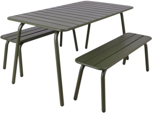 MaximaVida metalen picknickset Max 150 cm olijfgroen - 3-delig