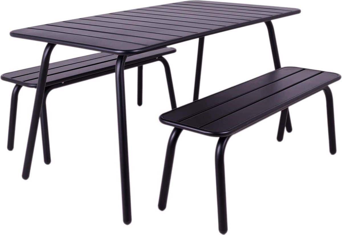 maximavida metalen picknickset max 150 cm zwart 3 delig