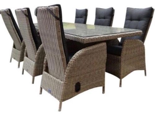 Menorca dining tuinset 220x100xH78 cm verstelbaar 7 delig grijs