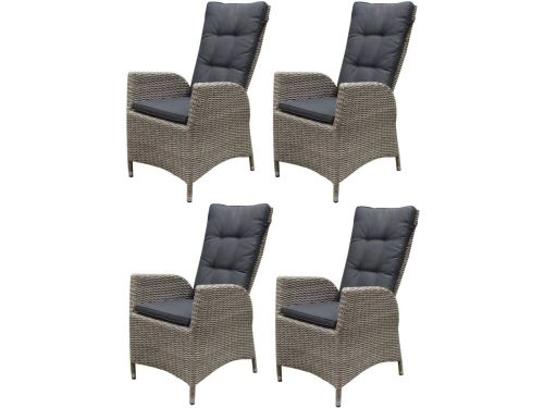 Menorca dining tuinstoel verstelbaar grijs wicker set van 4