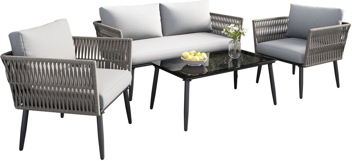 merax loungeset tuin 4 delig met 2 zits bank 2 stoelen