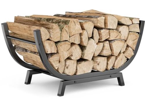 Metalen Brandhout Houder met Verdikte Trapezium Base - 25 Inch