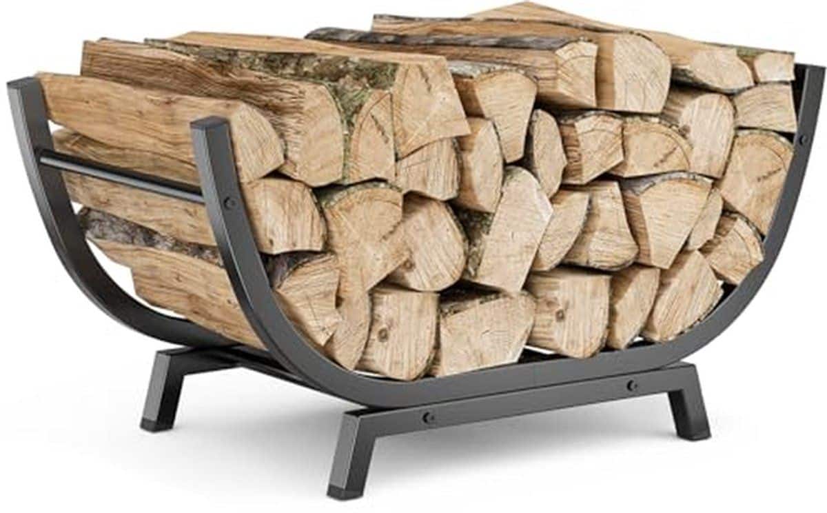 metalen brandhout houder met verdikte trapezium base 25 inch