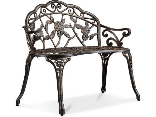 Metalen Tuinbank met Rozenpatroon 2-Zits Parkbank voor Terras en Tuin