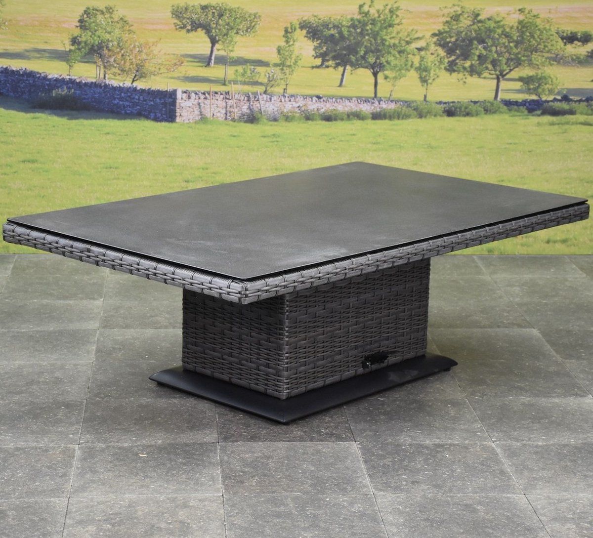 miami lounge diningtafel 160x90xh47 71 cm in hoogte verstelbaar antraciet