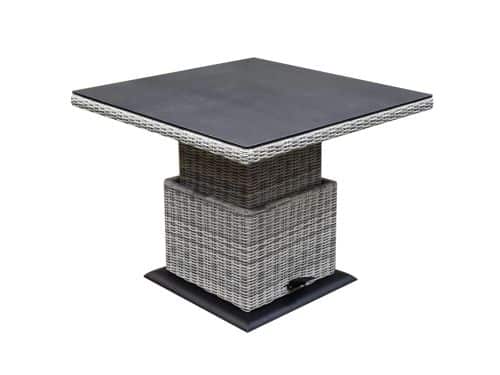 Miami lounge-diningtafel 90x90xH47-71 cm in hoogte verstelbaar wit grijs