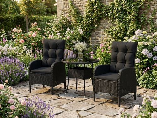 Milano Luxe Bistro Lounge Set - 3-delige Poly Rotan Balkonset
