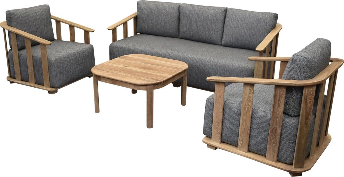 milano stoel bank loungeset 4 delig teakhout