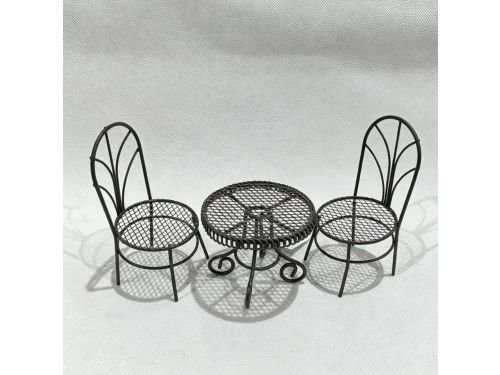 Miniatuur tafel en stoelen set 3 stuks - ijzeren bistroset