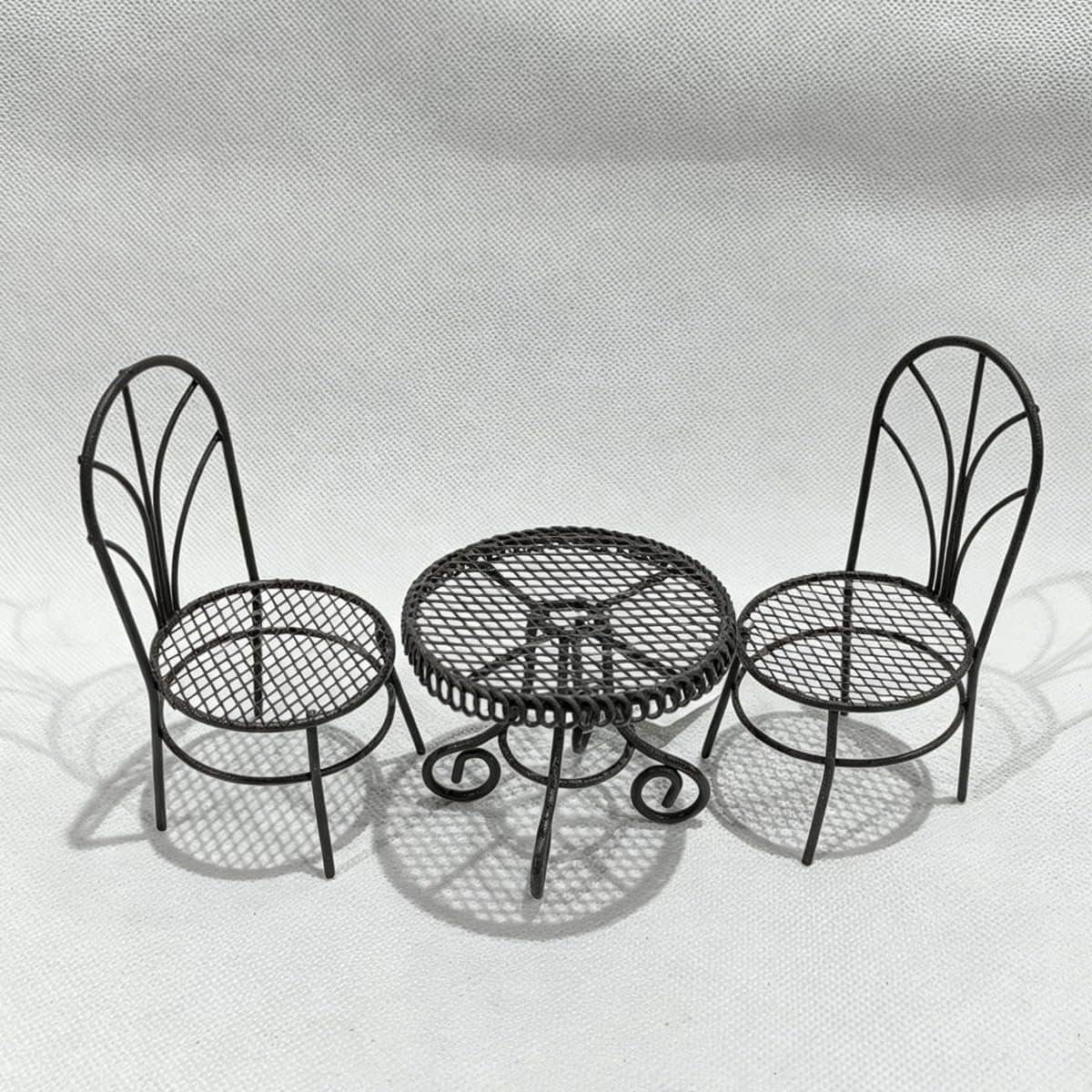 miniatuur tafel en stoelen set 3 stuks ijzeren bistroset