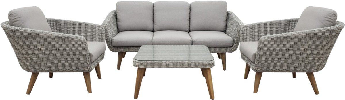 mire loungeset 4 delige tuinset wicker & acaciahout