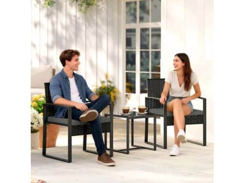 MIVRAY Bistroset 2-Persoons - Met Tafel En 2 Fauteuils