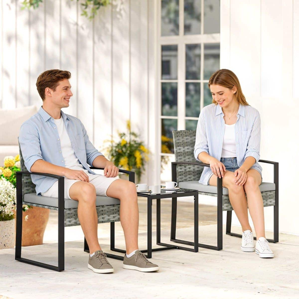 mivray bistroset 3 delig 2 persoons met tafel en stoelen voor