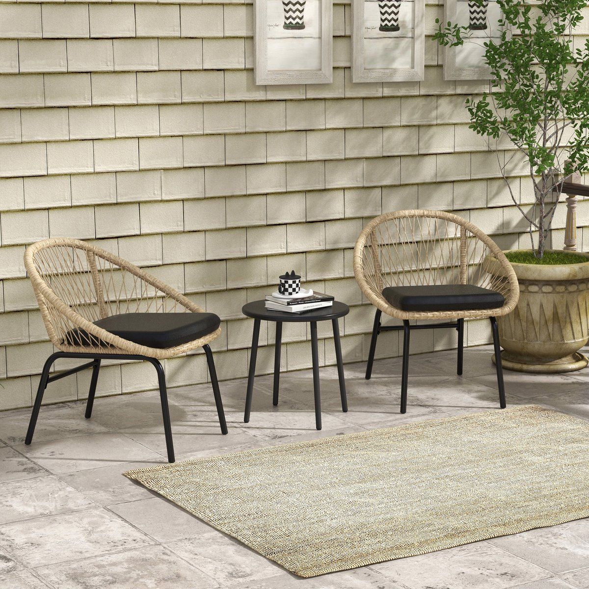 mivray bistroset 3 delig 2 stoelen en ronde tafel met